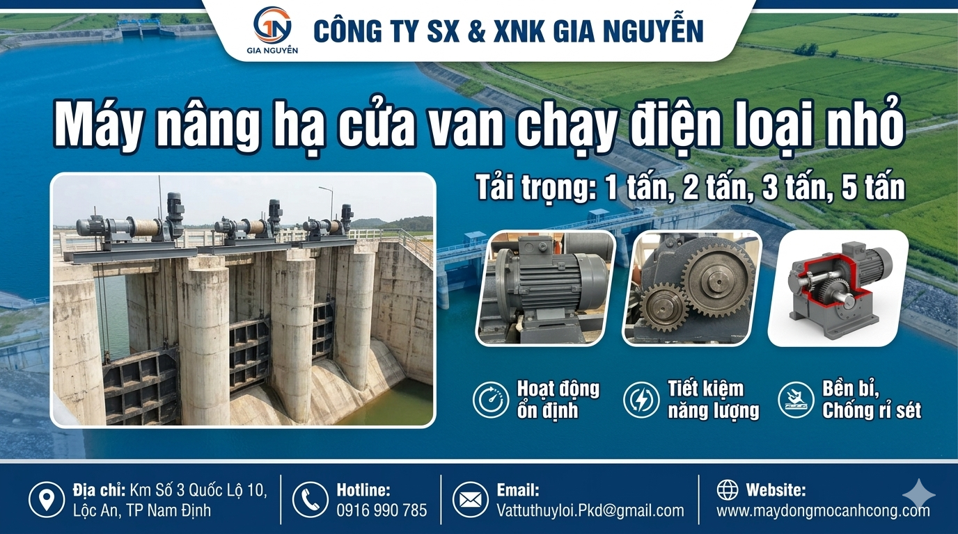 Máy nâng hạ cửa van chạy điện loại nhỏ 1 tấn, 2 tấn, 3 tấn, 5 tấn