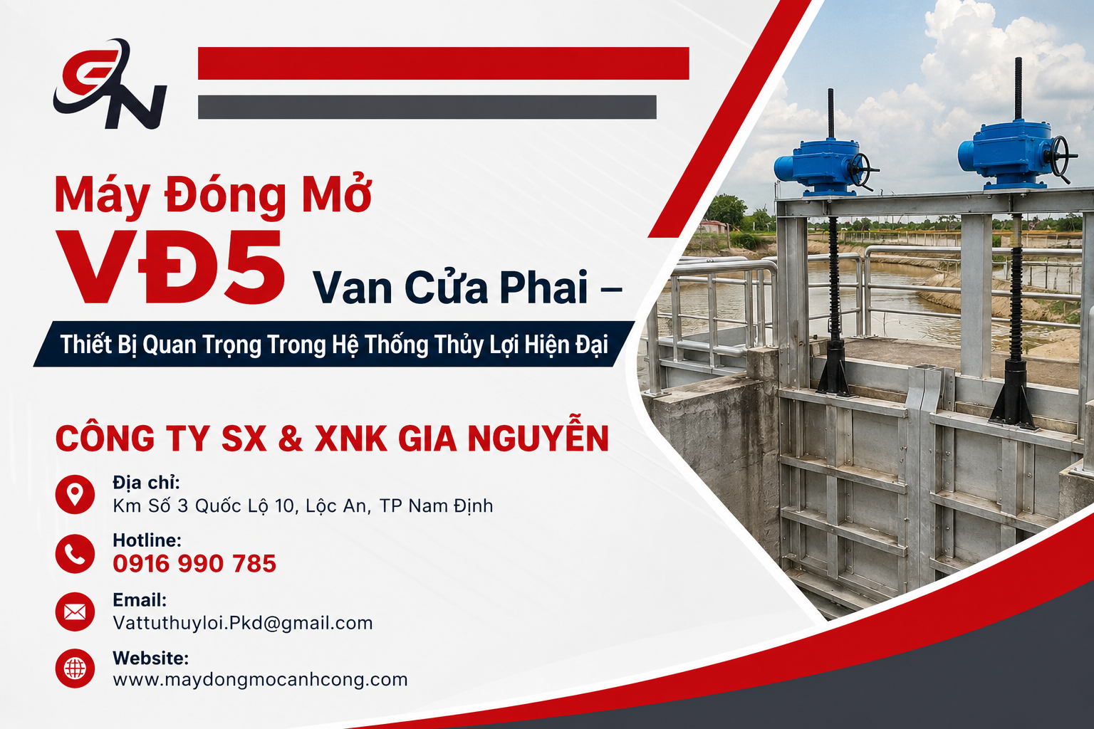Máy Đóng Mở VĐ5 Van Cửa Phai – Thiết Bị Quan Trọng Trong Hệ Thống Thủy Lợi Hiện Đại