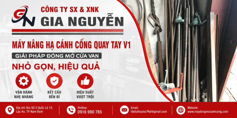 Máy Nâng Hạ Cánh Cống Quay Tay V1 – Thiết Bị Đóng Mở Cửa Van Thủy Lợi Bền Bỉ, Hiệu Quả
